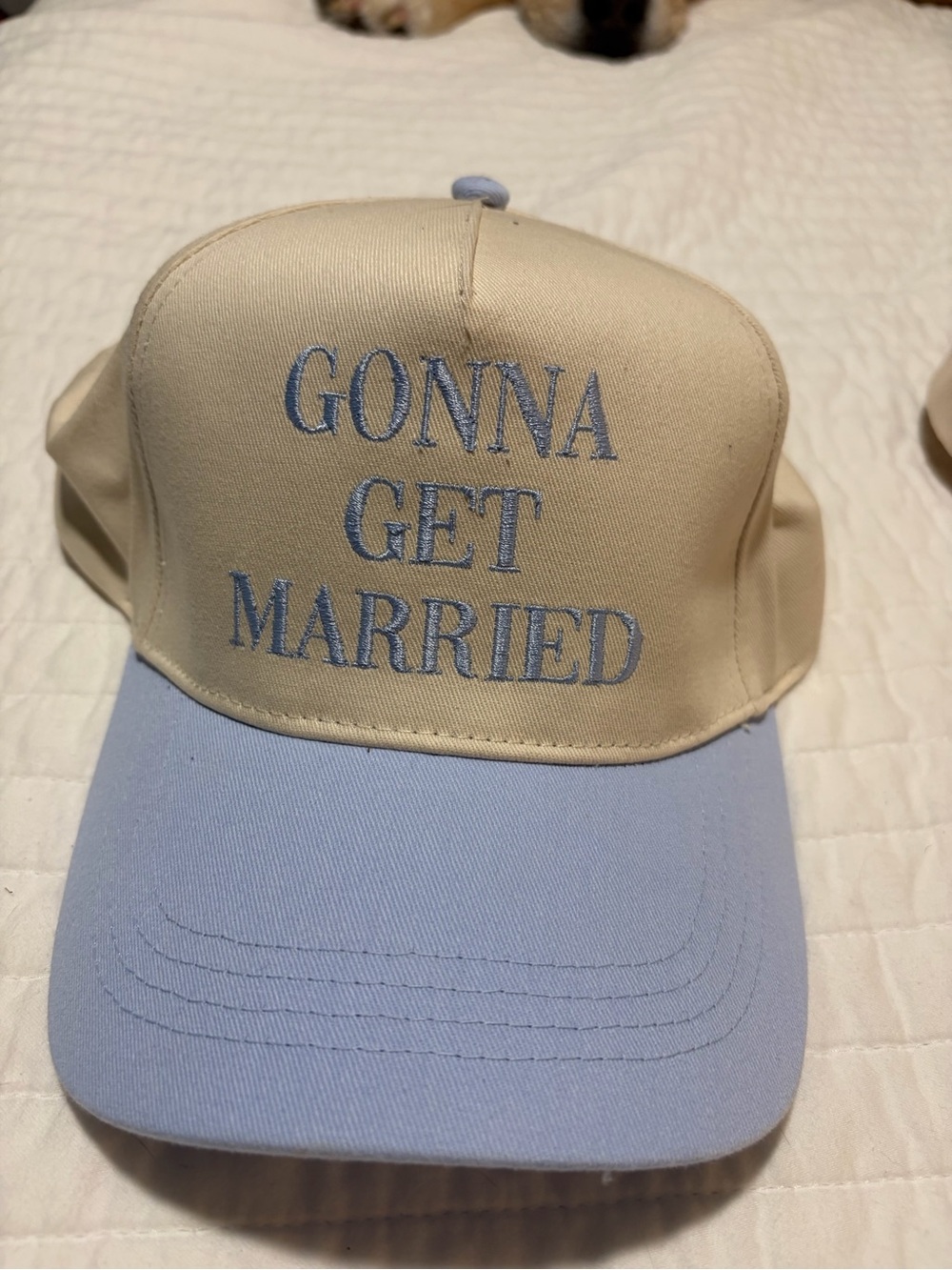 Dry Goods "Gonna Get Married" Cream and Light Blue Baseball Cap